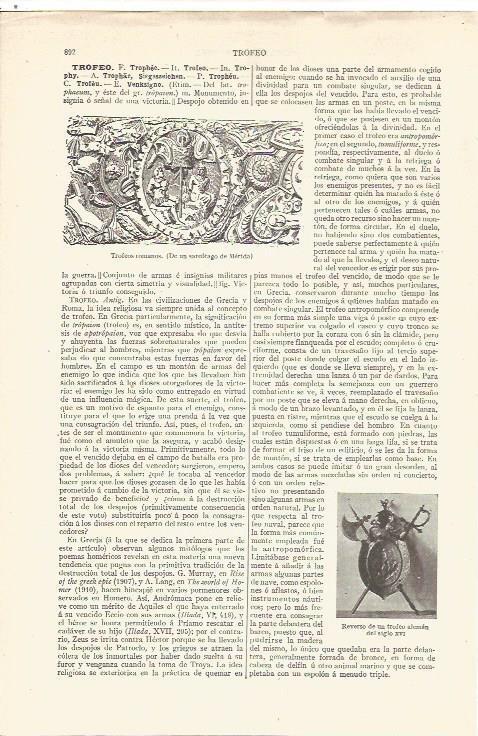 LAMINA V06590: Trofeos romanos sarcofago de Merida
