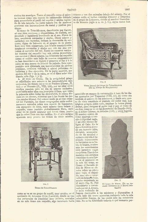 LAMINA V06616: Trono de Tutankhamon y trono de Minos