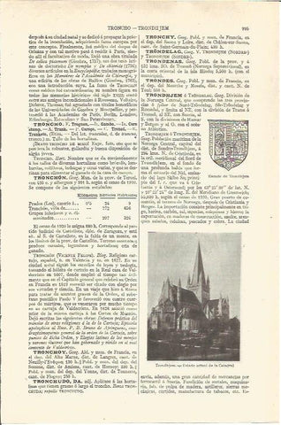 LAMINA V06614: Catedral y escudo de Trondhjem Noruega