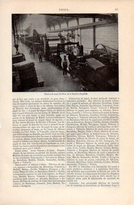 LAMINA V07140: La Papelera Española interior fabrica de papel del Prat