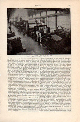 LAMINA V07140: La Papelera Española interior fabrica de papel del Prat