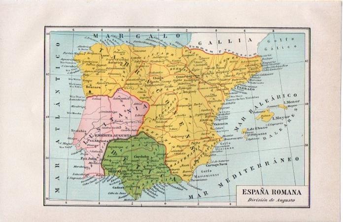 LAMINA V07162: Mapa de España romana division Augusto