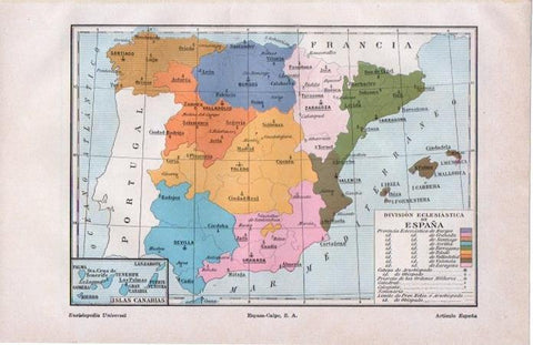 LAMINA V07169: Mapa division eclasiastica de España
