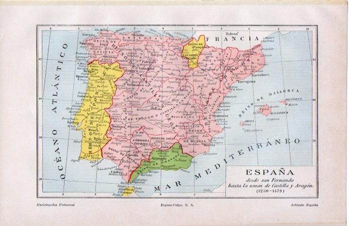 LAMINA V07165: Mapa de España entre 1230  y 1479