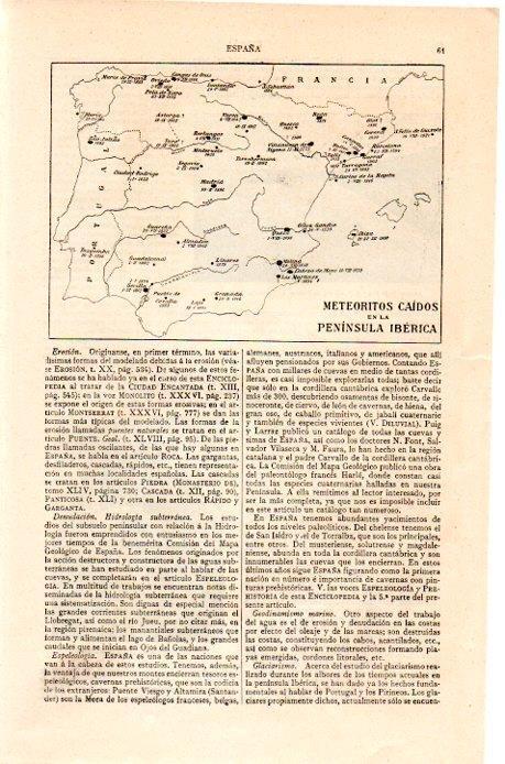LAMINA V07086: Mapa Meteoritos caidos en España