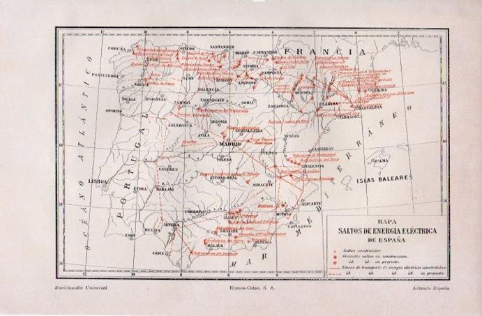 LAMINA V07131: Mapa de saltos de energia electrica de España