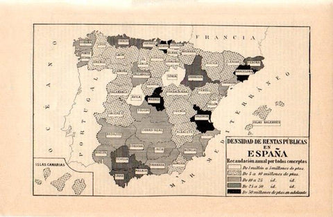 LAMINA V07110: Mapa de la densidad de rentas publicas de España 