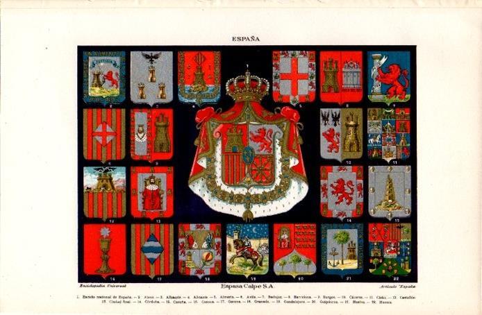 LAMINA V07257: Escudo de España y escudos diferentes provincias
