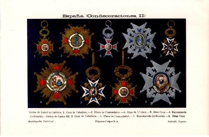 LAMINA V07249: Condecoraciones de España II