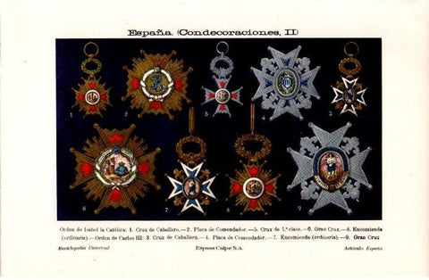 LAMINA V07249: Condecoraciones de España II