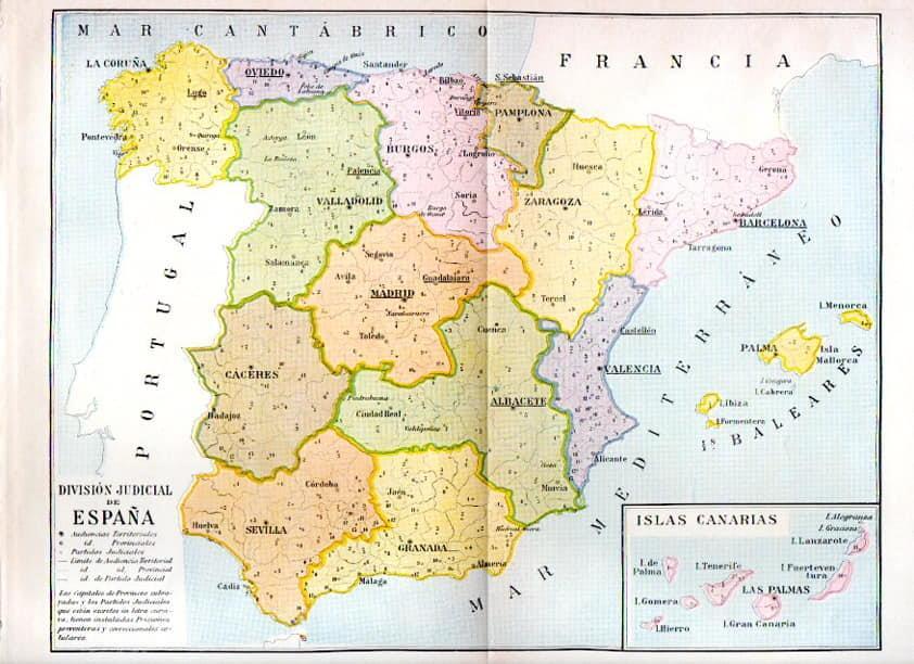 LAMINA V07202: Mapa de la divison judicial de España