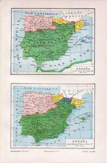 LAMINA V07233: Mapas de España desde el año 866 a 1072