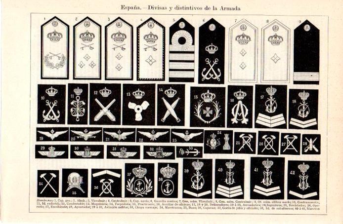 LAMINA V07223: Divisas y distintivos de la Armada de España
