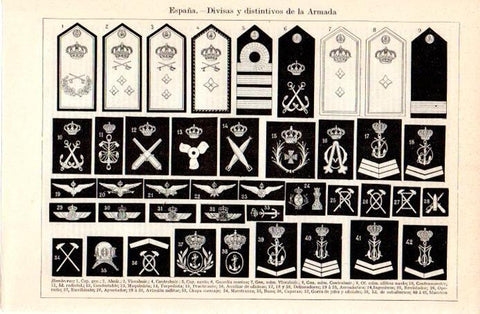LAMINA V07223: Divisas y distintivos de la Armada de España