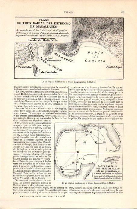 LAMINA V07216: Plano de Tres Bahias del Estrecho de Magallanes