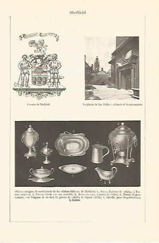 LAMINA V06899: Escudo e iglesia de Sheffield, Inglaterra