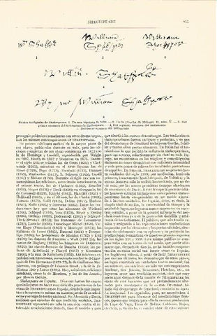 LAMINA V06889: Firmas autografas de Shakespeare