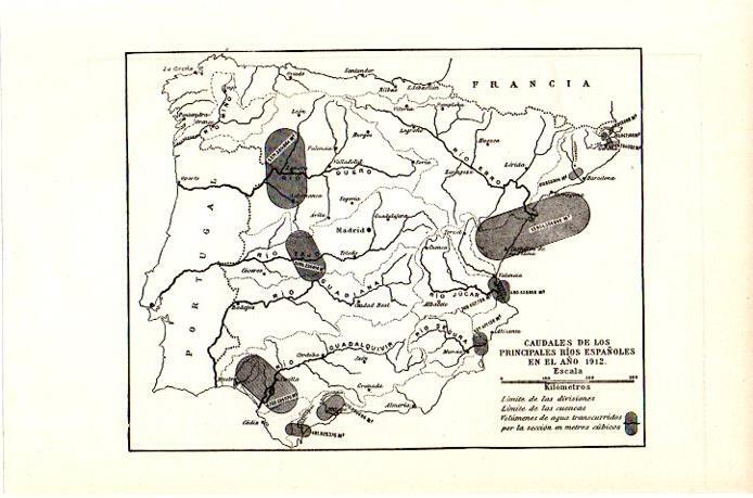 LAMINA V07078: Mapa caudales de los rios españoles en 1912