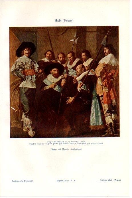LAMINA V08525: Grupo de oficiales de la Guardia Civica, por Frans Hals