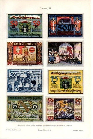 LAMINA V08441: Billetes en Alemania desde la guerra de 1914 - 1918