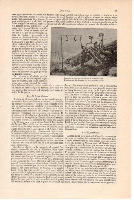 LAMINA V08417: Transporte aereo de heridos en el frente italiano