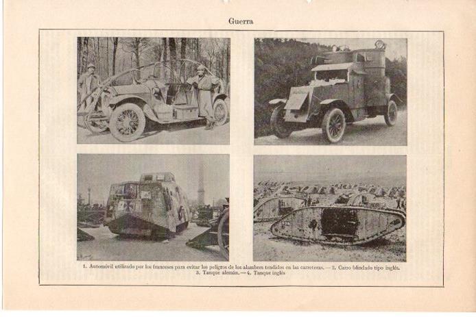 LAMINA V08418: Carros y tanques en la Primera Guerra Mundial