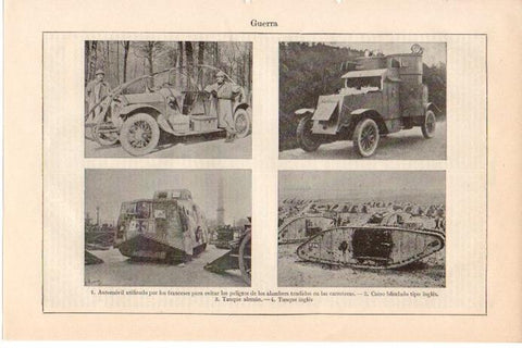 LAMINA V08418: Carros y tanques en la Primera Guerra Mundial