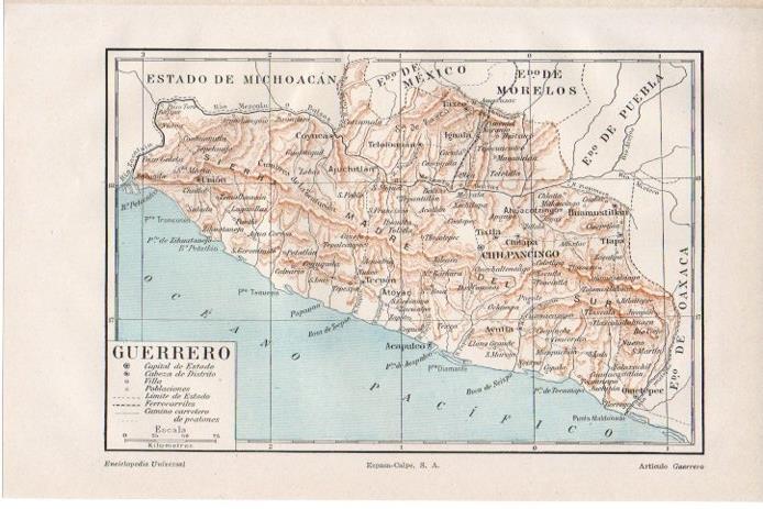 LAMINA V08447: Mapa de Guerrero, Mejico