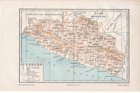 LAMINA V08447: Mapa de Guerrero, Mejico
