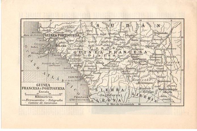 LAMINA V08469: Mapa de Guinea francesa y portuguesa