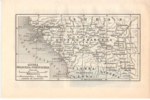 LAMINA V08469: Mapa de Guinea francesa y portuguesa