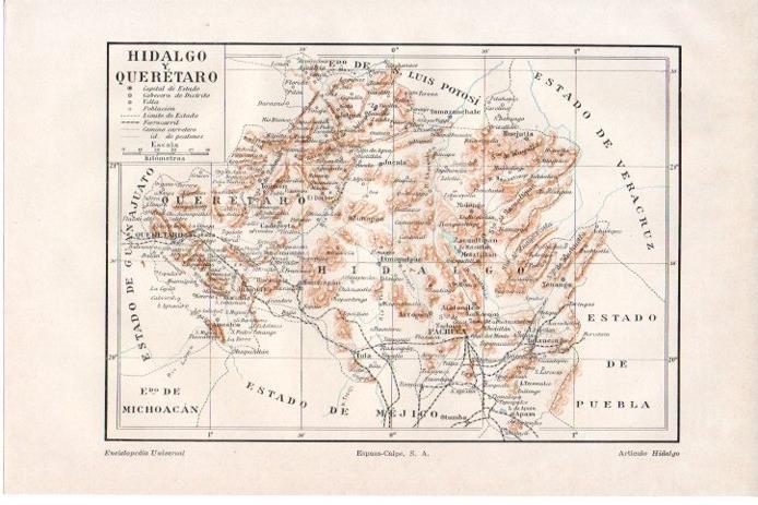 LAMINA V08654: Mapa de Hidalgo y Queretaro