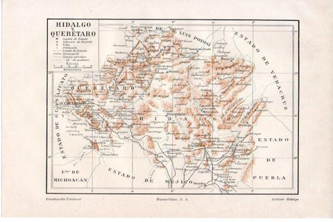 LAMINA V08654: Mapa de Hidalgo y Queretaro