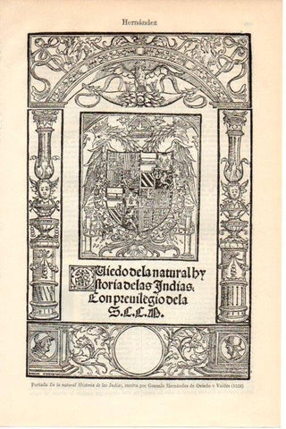 LAMINA V08636: Portada De la natural Historia de las Indias