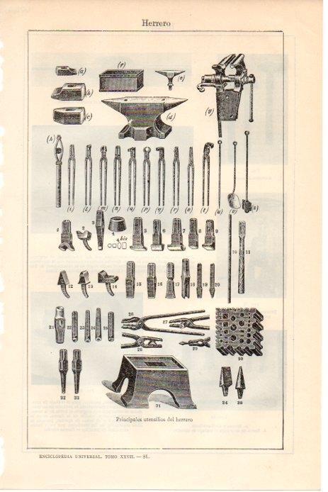 LAMINA V08645: Utensilios del herrero