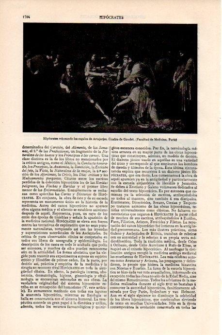 LAMINA V08697: Hipocrates rehusando los regalos de Artajerjes, por Girodet