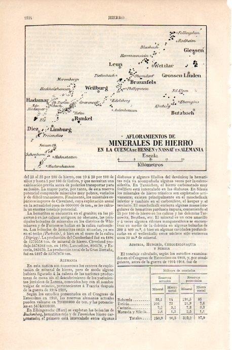 LAMINA V08673: Mapa de minerales de hierro en la cuenca de Hessen y Nassau