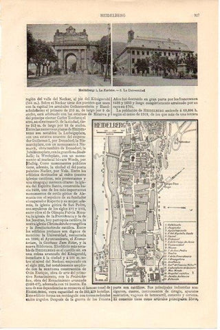 LAMINA V08586: Vistas y plano de Heidelberg