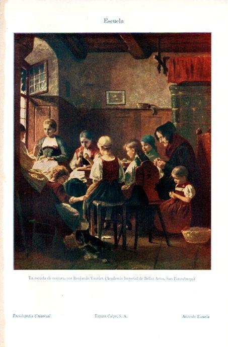 LAMINA V08192: La escuela de costura, por Banjamin Vautier