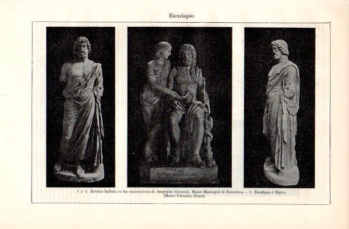 LAMINA V08182: Esculturas de Esculapio