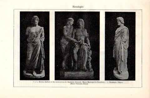 LAMINA V08182: Esculturas de Esculapio