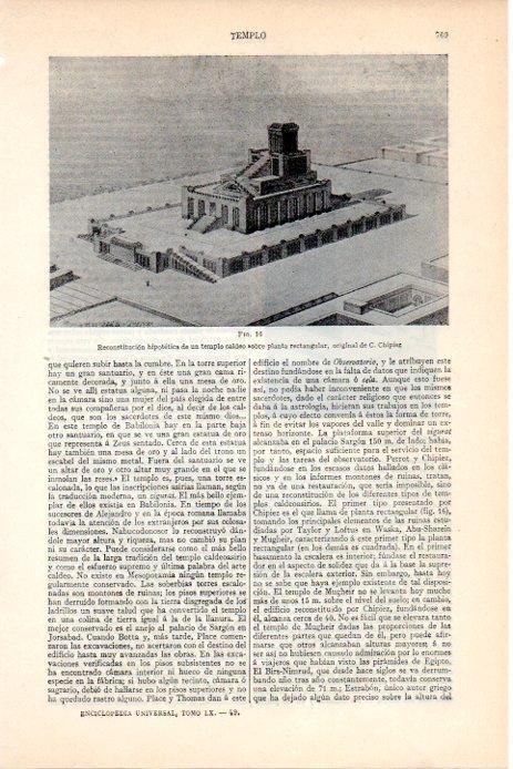 LAMINA V08265: Templo caldeo por Chipiez
