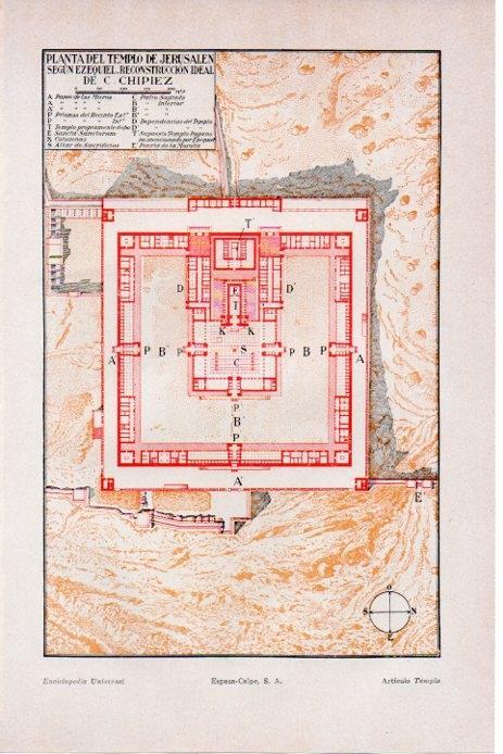 LAMINA V08267: Planta del templo de Jerusalen según Ezequiel y reconstruccion de Chipiez