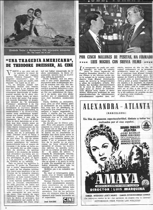 LAMINA 30319: Elisabeth Teylor y Montgomery Clift en Un lugar al sol