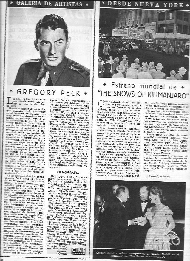 LAMINA 30315: Gregory Peck y estreno de Las nieves del Kilimanjaro