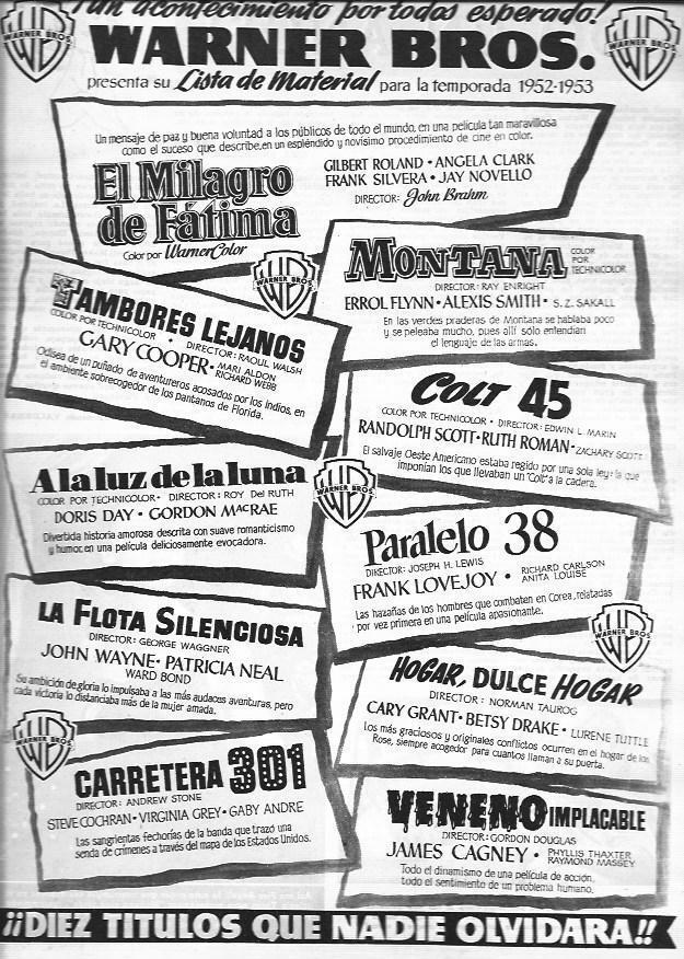 LAMINA 30337: Anuncio de peliculas de Warner Bros
