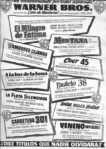 LAMINA 30337: Anuncio de peliculas de Warner Bros