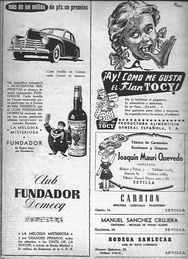 LAMINA 30441: Publicidad de Club Fundador Domecq y Flan Tocy