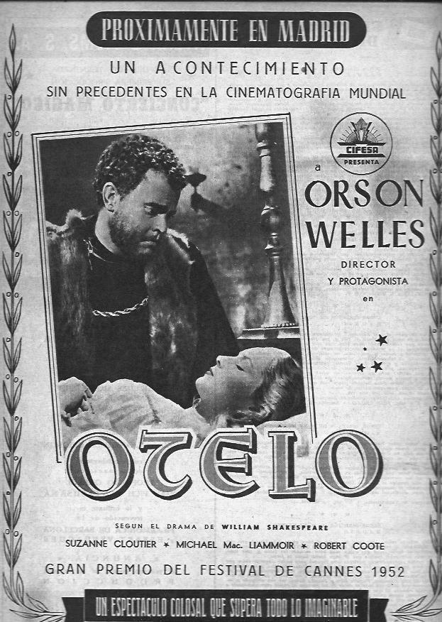 LAMINA 30438: Anuncio de Otelo de Orson Welles