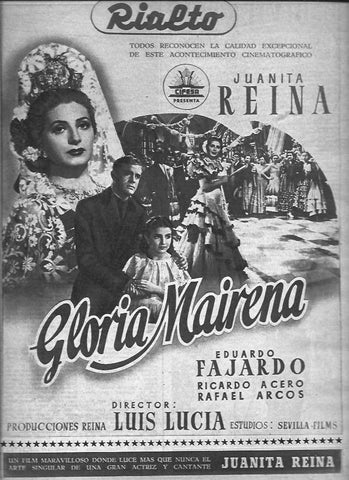 LAMINA 30437: Anucio del cine Rialto con la pelicula Gloria Mairena